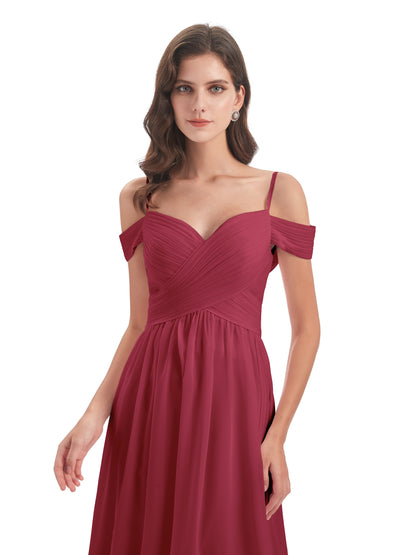 Mia A-line Off The Shoulder Long Bridesmaid Dresses