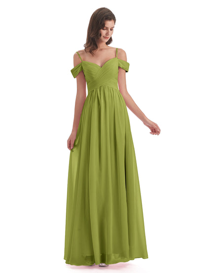 Mia A-line Off The Shoulder Long Bridesmaid Dresses