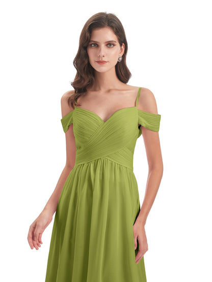 Mia A-line Off The Shoulder Long Bridesmaid Dresses