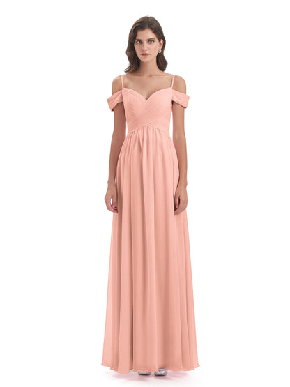 Mia A-line Off The Shoulder Long Bridesmaid Dresses