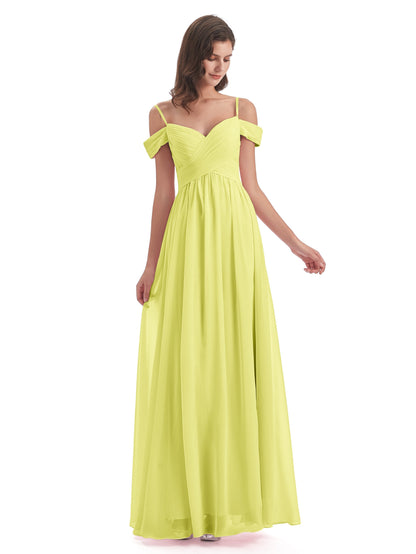Mia A-line Off The Shoulder Long Bridesmaid Dresses