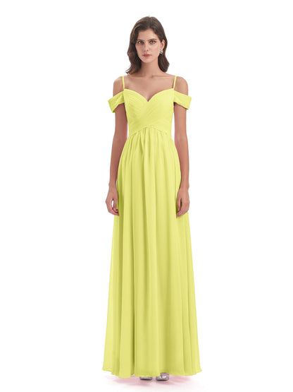 Mia A-line Off The Shoulder Long Bridesmaid Dresses