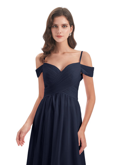 Mia A-line Off The Shoulder Long Bridesmaid Dresses
