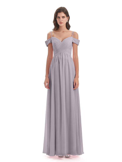 Mia A-line Off The Shoulder Long Bridesmaid Dresses