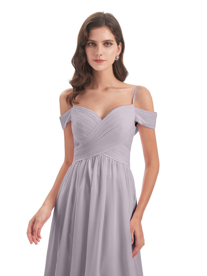 Mia A-line Off The Shoulder Long Bridesmaid Dresses