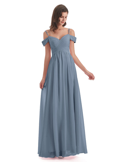 Mia A-line Off The Shoulder Long Bridesmaid Dresses