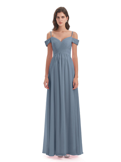 Mia A-line Off The Shoulder Long Bridesmaid Dresses