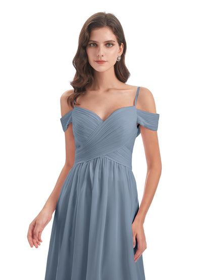 Mia A-line Off The Shoulder Long Bridesmaid Dresses