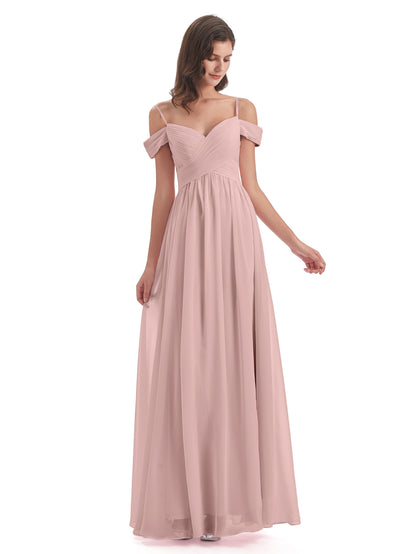 Mia A-line Off The Shoulder Long Bridesmaid Dresses