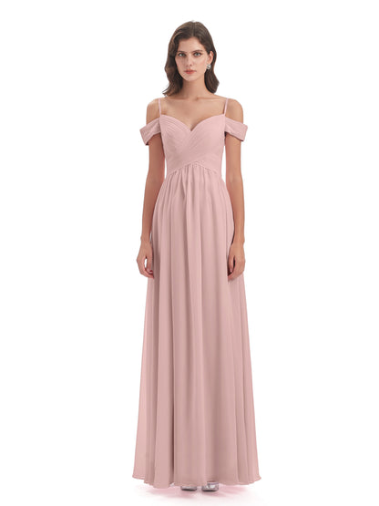 Mia A-line Off The Shoulder Long Bridesmaid Dresses