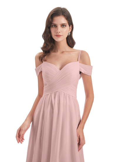 Mia A-line Off The Shoulder Long Bridesmaid Dresses
