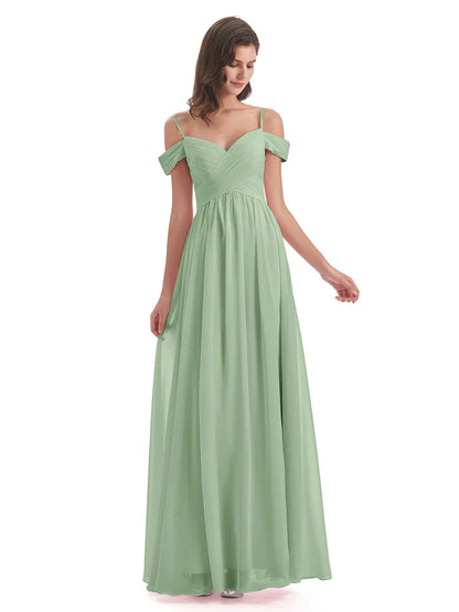 Mia A-line Off The Shoulder Long Bridesmaid Dresses