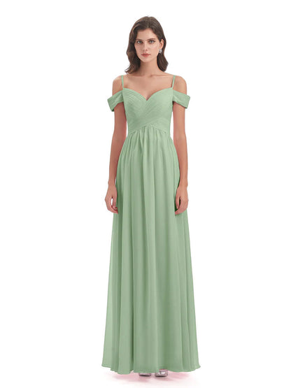 Mia A-line Off The Shoulder Long Bridesmaid Dresses
