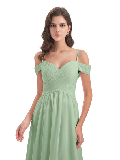 Mia A-line Off The Shoulder Long Bridesmaid Dresses