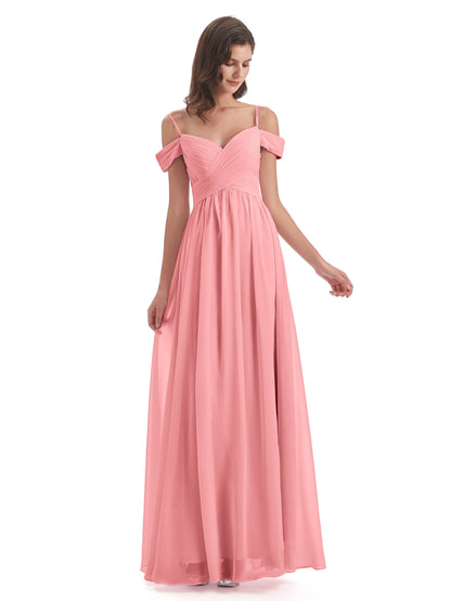 Mia A-line Off The Shoulder Long Bridesmaid Dresses