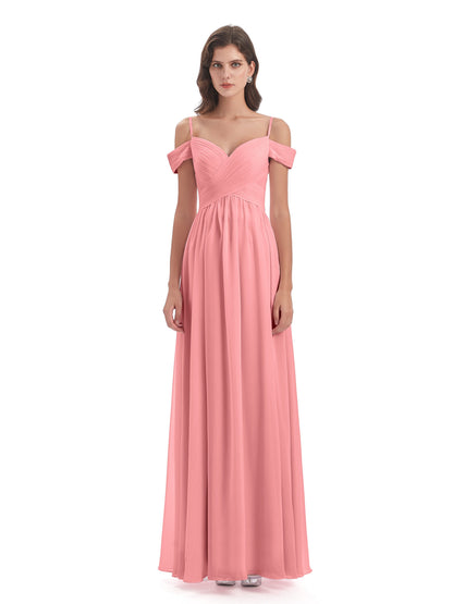 Mia A-line Off The Shoulder Long Bridesmaid Dresses