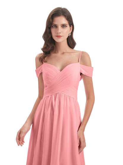 Mia A-line Off The Shoulder Long Bridesmaid Dresses