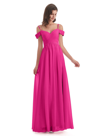 Mia A-line Off The Shoulder Long Bridesmaid Dresses