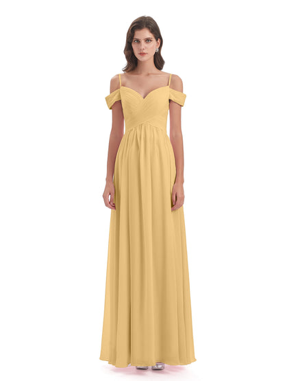 Mia A-line Off The Shoulder Long Bridesmaid Dresses