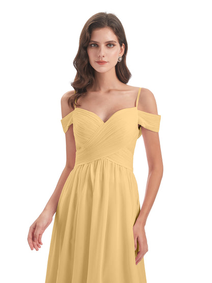 Mia A-line Off The Shoulder Long Bridesmaid Dresses