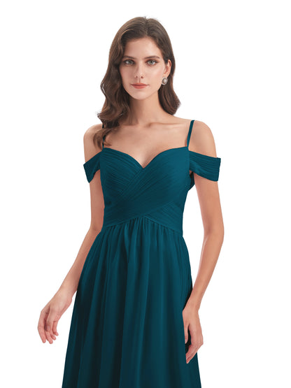 Mia A-line Off The Shoulder Long Bridesmaid Dresses