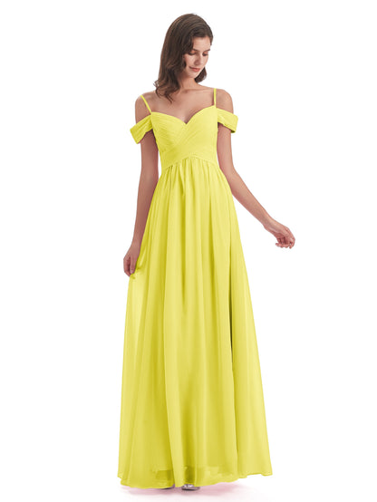 Mia A-line Off The Shoulder Long Bridesmaid Dresses