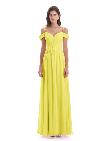 Mia A-line Off The Shoulder Long Bridesmaid Dresses