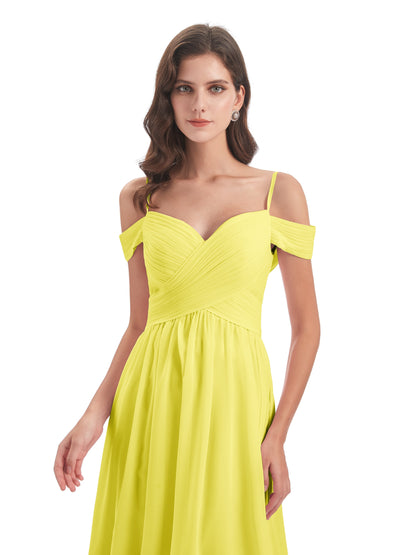 Mia A-line Off The Shoulder Long Bridesmaid Dresses