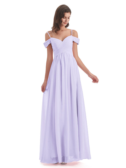 Mia A-line Off The Shoulder Long Bridesmaid Dresses