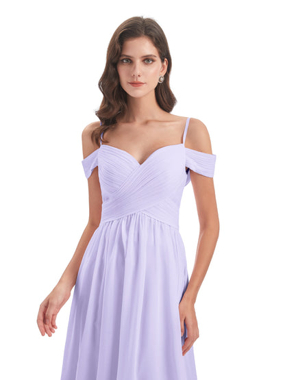 Mia A-line Off The Shoulder Long Bridesmaid Dresses