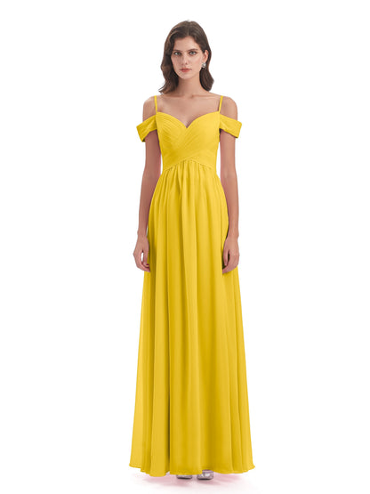 Mia A-line Off The Shoulder Long Bridesmaid Dresses