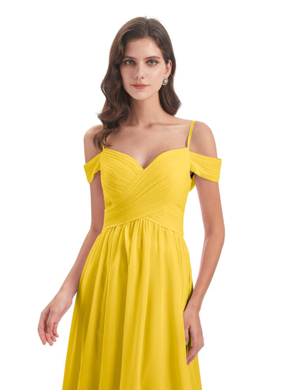Mia A-line Off The Shoulder Long Bridesmaid Dresses