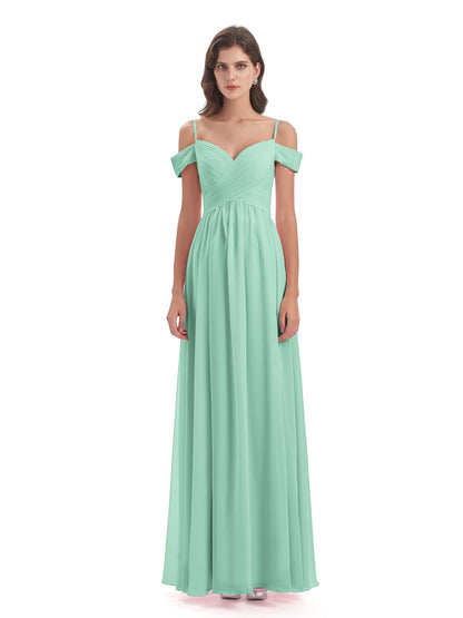Mia A-line Off The Shoulder Long Bridesmaid Dresses