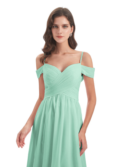 Mia A-line Off The Shoulder Long Bridesmaid Dresses