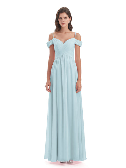 Mia A-line Off The Shoulder Long Bridesmaid Dresses
