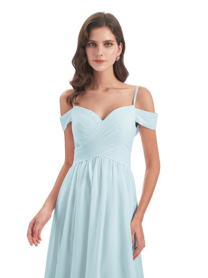 Mia A-line Off The Shoulder Long Bridesmaid Dresses