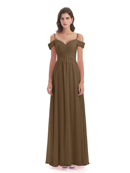 Mia A-line Off The Shoulder Long Bridesmaid Dresses