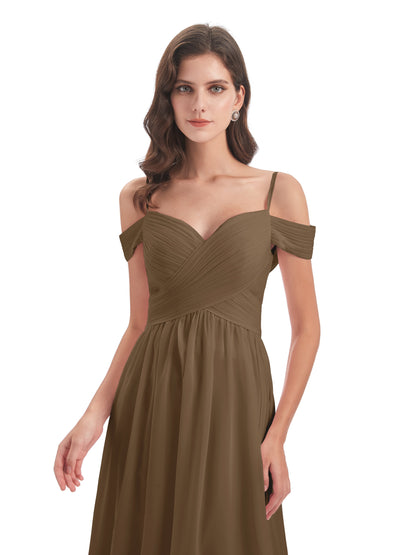 Mia A-line Off The Shoulder Long Bridesmaid Dresses