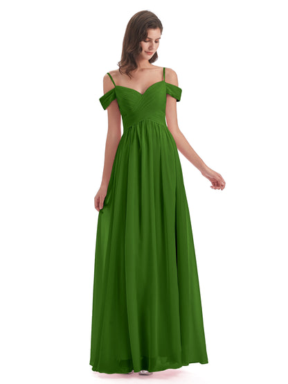 Mia A-line Off The Shoulder Long Bridesmaid Dresses