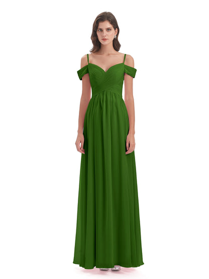 Mia A-line Off The Shoulder Long Bridesmaid Dresses