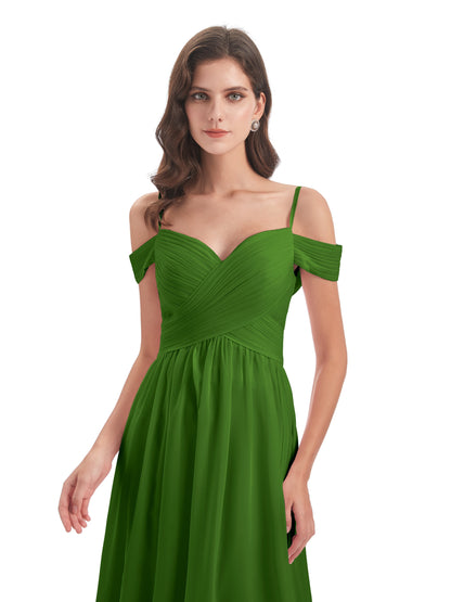 Mia A-line Off The Shoulder Long Bridesmaid Dresses