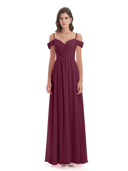Mia A-line Off The Shoulder Long Bridesmaid Dresses