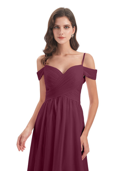 Mia A-line Off The Shoulder Long Bridesmaid Dresses