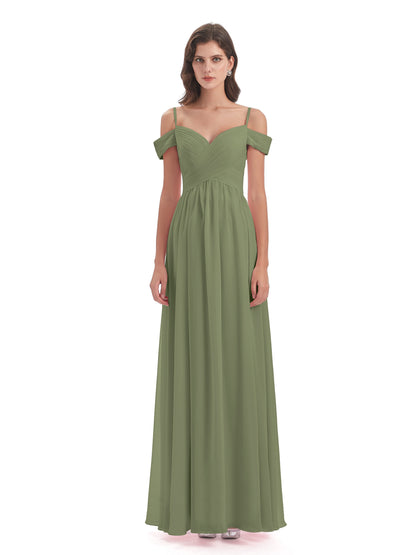 Mia A-line Off The Shoulder Long Bridesmaid Dresses