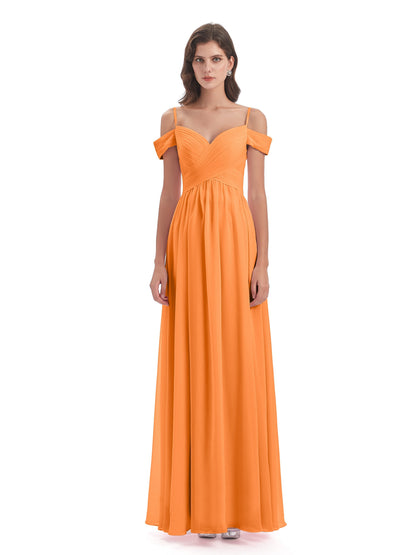 Mia A-line Off The Shoulder Long Bridesmaid Dresses