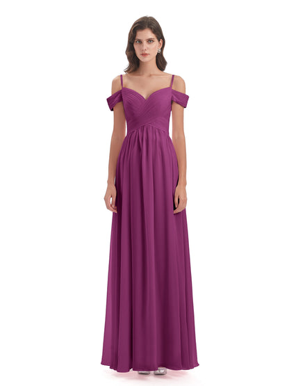 Mia A-line Off The Shoulder Long Bridesmaid Dresses