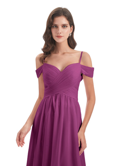 Mia A-line Off The Shoulder Long Bridesmaid Dresses