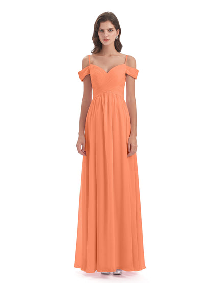 Mia A-line Off The Shoulder Long Bridesmaid Dresses