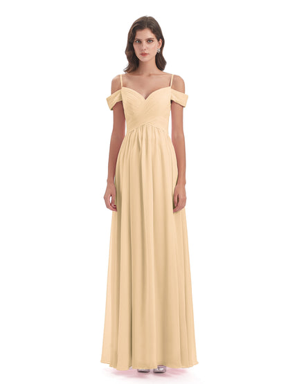 Mia A-line Off The Shoulder Long Bridesmaid Dresses