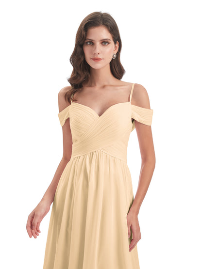 Mia A-line Off The Shoulder Long Bridesmaid Dresses